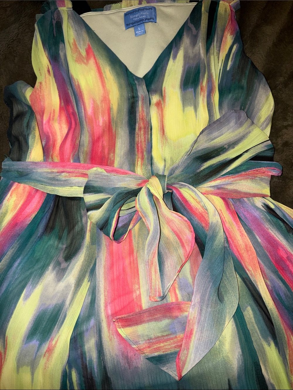 Simply Vera Vera Wang Multicolor Watercolor Brushstroke Midi Dress